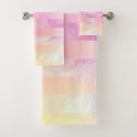 抽象芸術ストライプの花の色 バスタオルセット (インサイチュ)