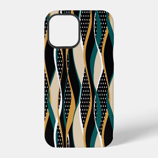 抽象芸術ストライプの、カラフル波状パターン。 iPhoneケース (裏面)