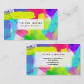 抽象芸術ストライプネオン芸術的水彩模様 名刺 (正面/裏面)