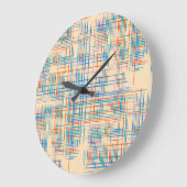 抽象芸術ストライプ、カラフル民族草マット。 ラージ壁時計 (傾斜)