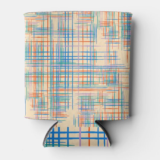 抽象芸術ストライプ、カラフル民族草マット。 缶クーラー (正面)