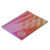 抽象芸術ストライプ/ピンクマゼンタオレンジ/モノグラム ノートブック (左側)