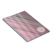 抽象芸術ストライプ/ピンク&グレー/モノグラム ノートブック (右側)