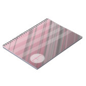 抽象芸術ストライプ/ピンク&グレー/モノグラム ノートブック (左側)