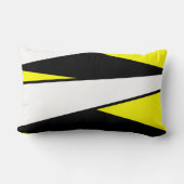 抽象芸術ストライプ、黒と白の黄色 ランバークッション (裏面)