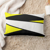 抽象芸術ストライプ、黒と白の黄色 ランバークッション (ブランケット)