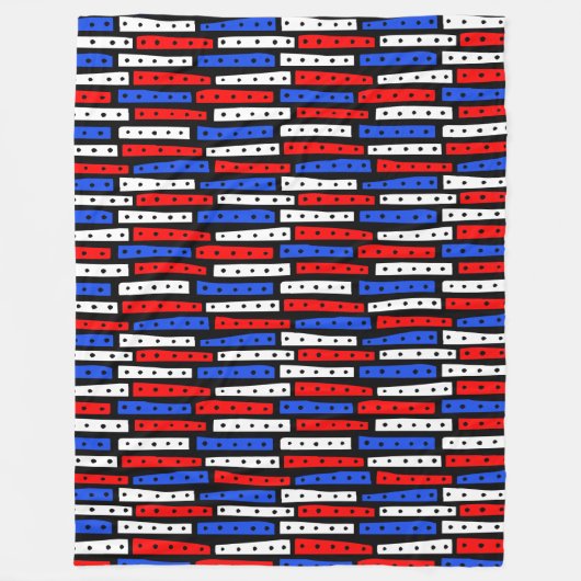 抽象芸術ストリップのパターン – 黒の色01 フリースブランケット (正面)