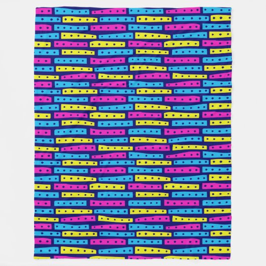 抽象芸術ストリップパターン – 濃い青の色02 フリースブランケット (正面)