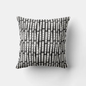 抽象芸術ストリップ垂直 – 黒の上に白 クッション (裏面)