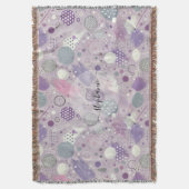 抽象芸術ストリップ絵を描アント付き紫色の円 スローブランケット (正面縦)