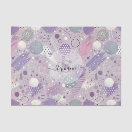抽象芸術ストリップ絵を描アント付き紫色の円 薄葉紙 (正面)
