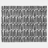 抽象芸術ストリップ101119パターン – 白に黒 フリースブランケット (正面(横))