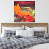 抽象芸術ストレッチCanvas "Orange Burst" キャンバスプリント (インサイチュ (寝室))