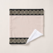 抽象芸術スパイラルサークルオンブラック&ベージュバートウェ バスタオルセット (ウォッシュタオル)