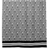 抽象芸術スパイラルサークルin白黒シャワーCu シャワーカーテン (正面)