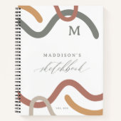 抽象芸術スパイラルモダンパターンモノグラムスケッチブック ノートブック (正面)