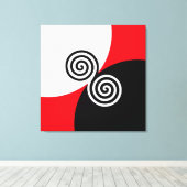 抽象芸術スパイラル円（黒い赤と白） キャンバスプリント (インサイチュ (ウッドフロア))