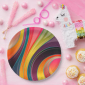 抽象芸術スパイラル虹カラフルデザイン ペーパープレート (パーティー)