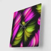 抽象芸術スパルトリボンピンクグリーン スクエア壁時計 (傾斜)