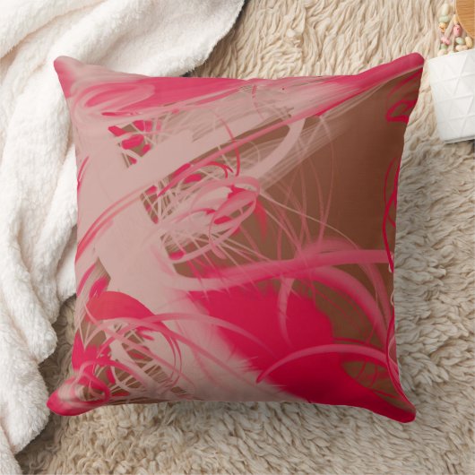 抽象芸術スプラタ絵を描ードピンクブラウン クッション (ブランケット)
