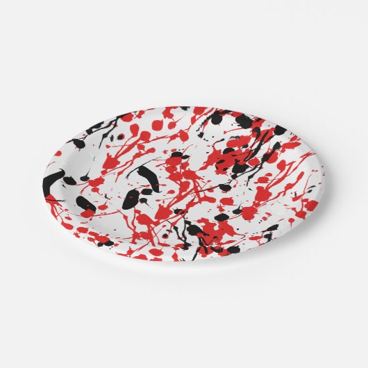 抽象芸術スプラッシュとドリップ ペーパープレート (アングル)