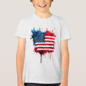 抽象芸術スプラッシュアメリカ国旗 トライブレンドＴシャツ (正面)