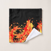 抽象芸術スプラッシュアート_黄色のオレンジと赤 バスタオルセット (ウォッシュタオル)