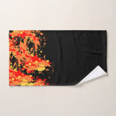 抽象芸術スプラッシュアート_黄色のオレンジと赤 バスタオルセット (ハンドタオル)