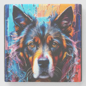 抽象芸術スプラッシュカラー ストーンコースター (正面)