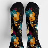 抽象芸術スプラッシュブラックソックスはっきりしたカラー ソックス (上部)