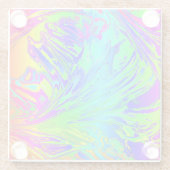 抽象芸術スプラッシング虹液 ガラスコースター (裏面)