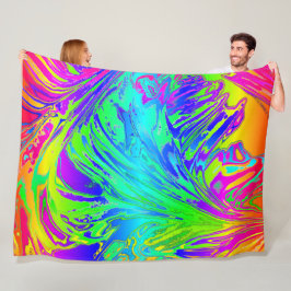 抽象芸術スプラッシング虹液 フリースブランケット