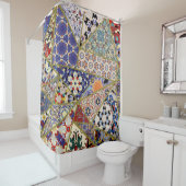 抽象芸術スペインのの瓦のパッチワーク手書き シャワーカーテン (インサイチュ)
