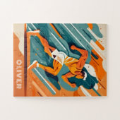 抽象芸術スポーツ少年ランナー。モダン走活性 ジグソーパズル (横)