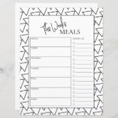 抽象芸術スミニマルクリプト文字ウィークリーミールプランナー (正面/裏面)