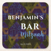 抽象芸術スモダンター・オブ・デイビッド・ブルーバー（ユダヤ教の）バル・ミツバー スクエアペーパーコースター (正面)