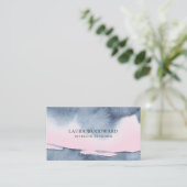 抽象芸術スモーキーピンクブルーインテリアデザイナー 名刺 (スタンド正面)