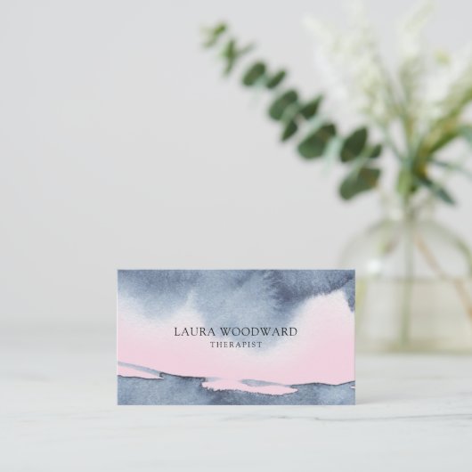 抽象芸術スモーキーピンクブルーセレネセラピスト 名刺 (スタンド正面)