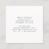 抽象芸術スモーキーブルーブラック美容師 スクエア名刺 (裏面)