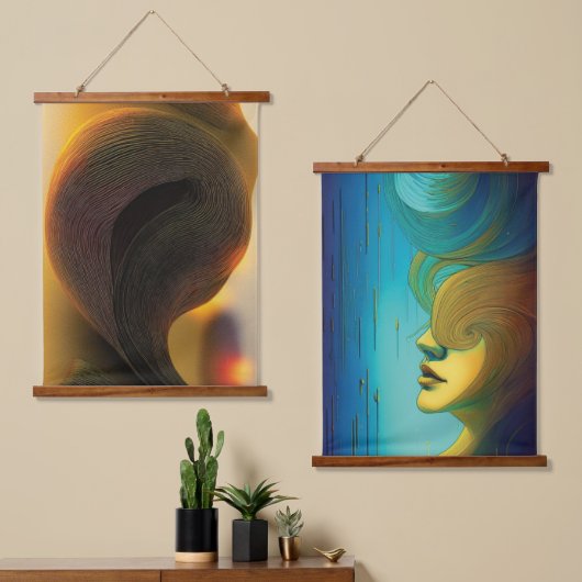 抽象芸術スレスタペストリー 吊り下げ型タペストリー (非対称)