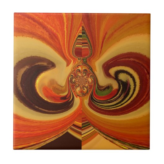 抽象芸術スワーズウィズティアドロップセンターアートプリント タイル (正面)