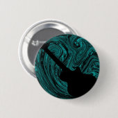 抽象芸術スワーズギターボタン、ティール（緑がかった色） 缶バッジ (正面&裏面)