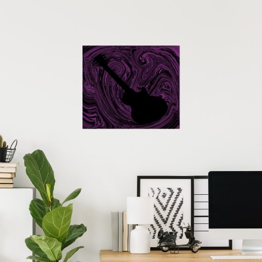 抽象芸術スワーズギターポスター、紫 ポスター (ホームオフィス)