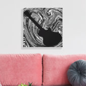抽象芸術スワーズGuitar Canvas Print、Black & White キャンバスプリント (インサイチュ (リビング))