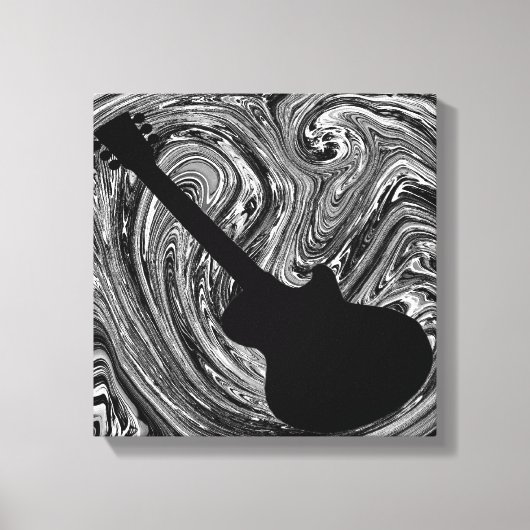 抽象芸術スワーズGuitar Canvas Print、Black & White キャンバスプリント (正面)