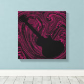 抽象芸術スワーズGuitar Canvas Print、Magenta キャンバスプリント (インサイチュ (ウッドフロア))