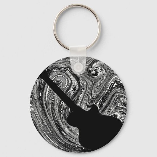 抽象芸術スワーズGuitar Keychain、Black & White キーホルダー (正面)