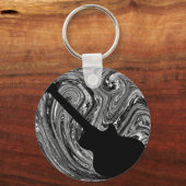 抽象芸術スワーズGuitar Keychain、Black & White キーホルダー (正面)