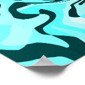 抽象芸術スワーリングアクアおよびティール(緑がかった色)デザイン ポスター (角)