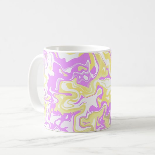 抽象芸術スワールアートとパステルカラー コーヒーマグカップ (正面左)